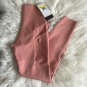Nike Go Leggings. Dri-fit. Pockets. Light pink. 7/8 length. NWT. Size small.